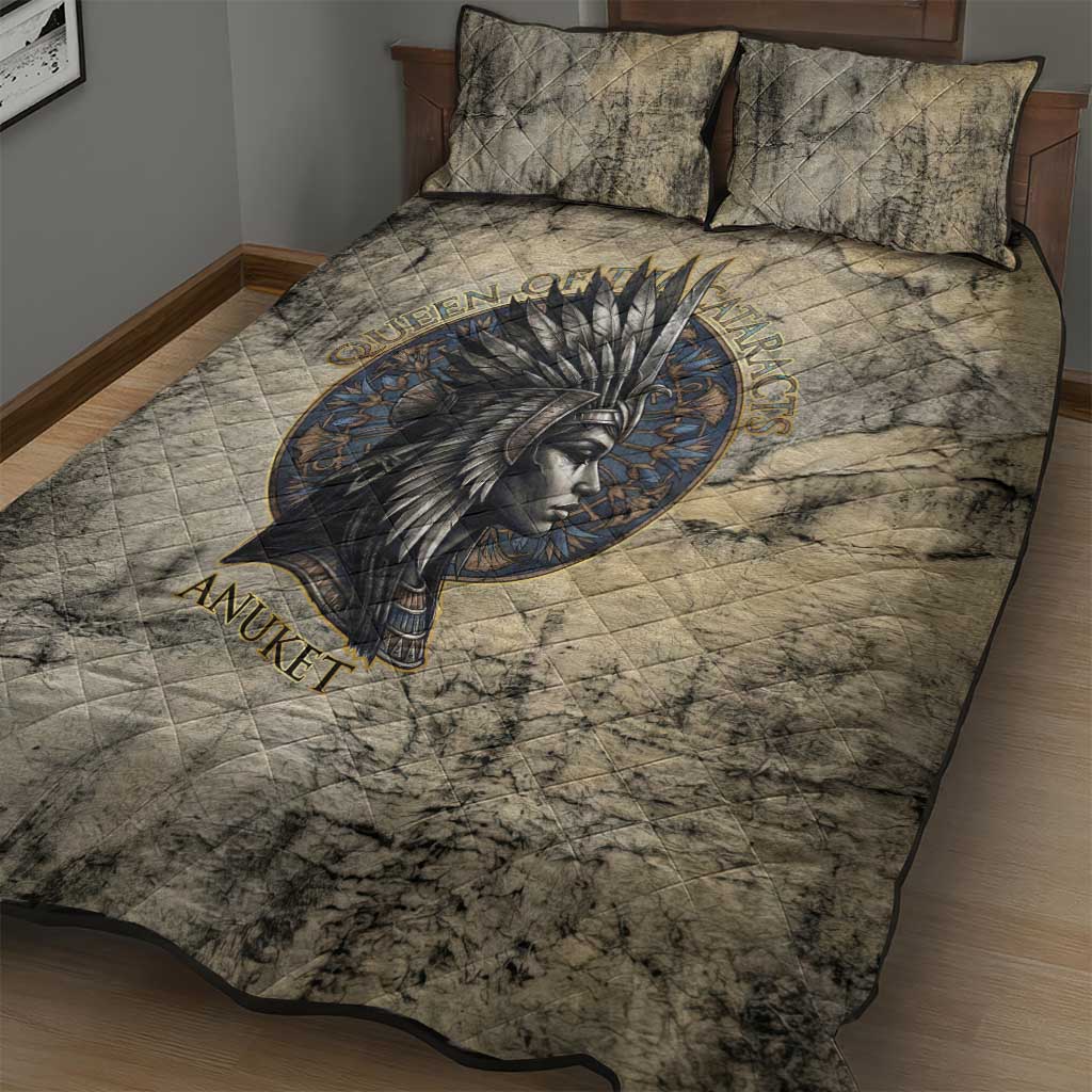 Anuket Quilt Bed Set Egyptian Queen of the Cataracts Ankh Symbol