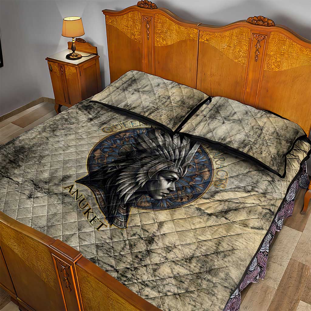 Anuket Quilt Bed Set Egyptian Queen of the Cataracts Ankh Symbol