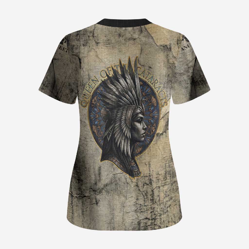 Anuket Scrub Top Egyptian Queen of the Cataracts Ankh Symbol