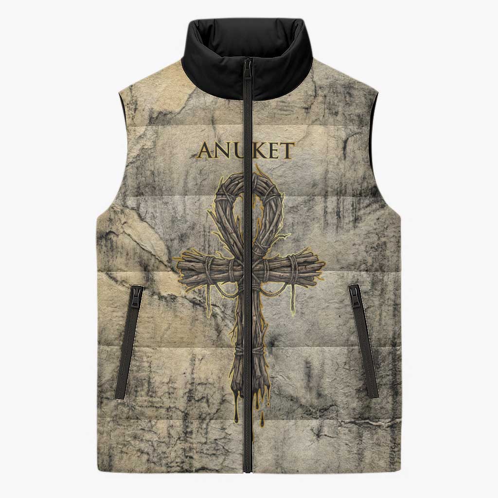 Anuket Sleeveless Puffer Jacket Egyptian Queen of the Cataracts Ankh Symbol