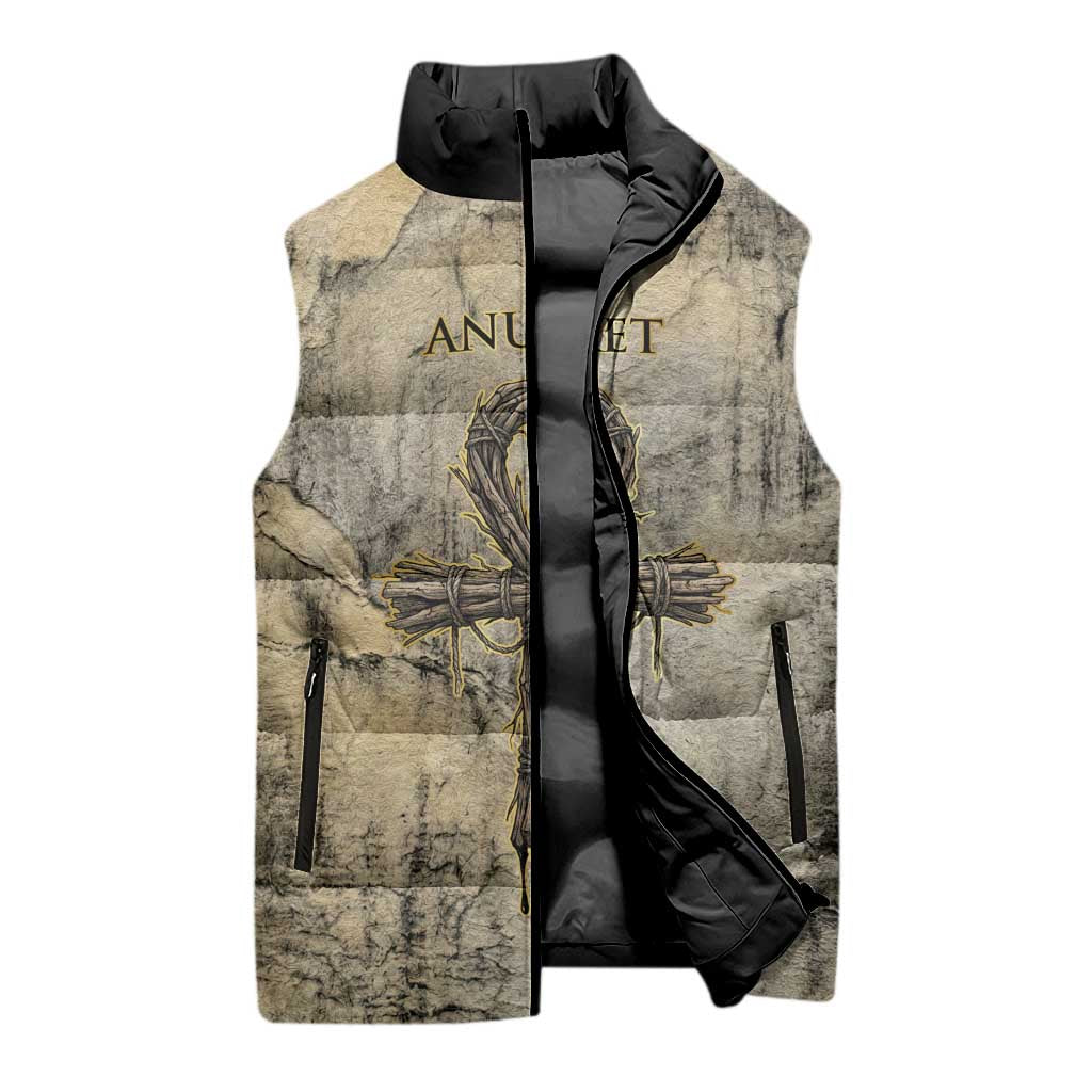 Anuket Sleeveless Puffer Jacket Egyptian Queen of the Cataracts Ankh Symbol