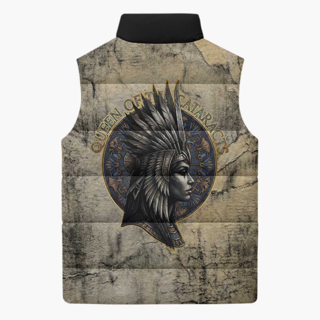 Anuket Sleeveless Puffer Jacket Egyptian Queen of the Cataracts Ankh Symbol