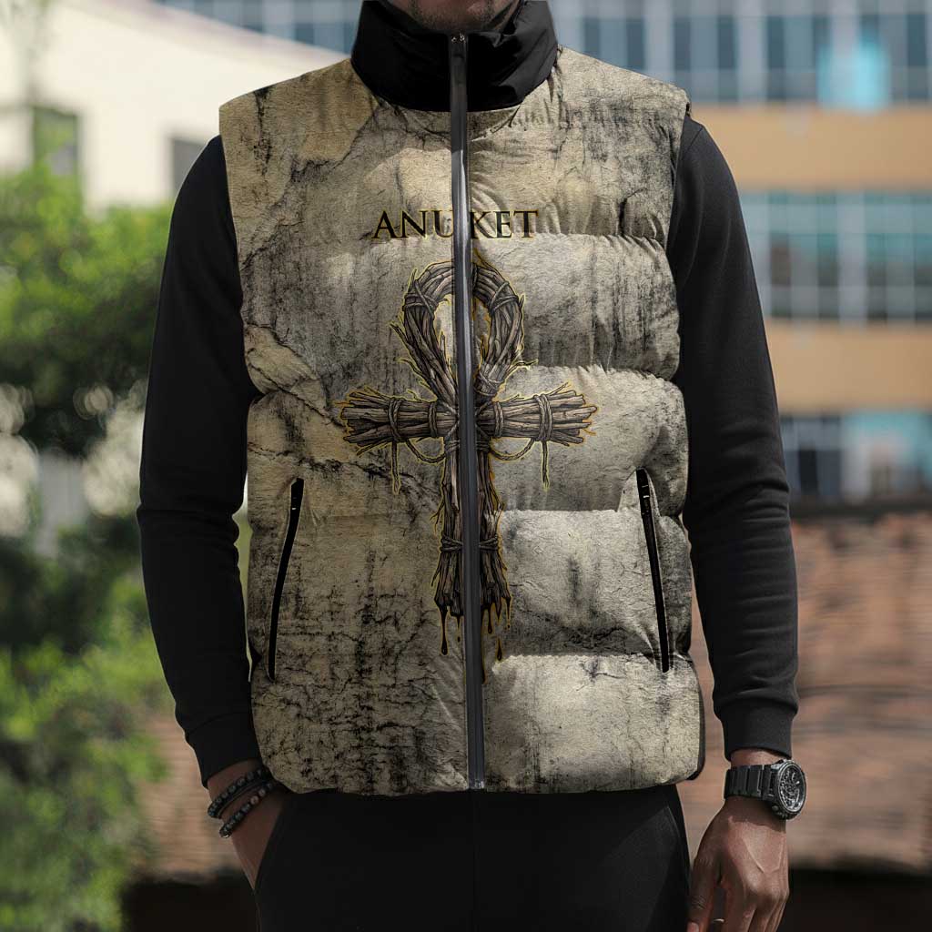 Anuket Sleeveless Puffer Jacket Egyptian Queen of the Cataracts Ankh Symbol