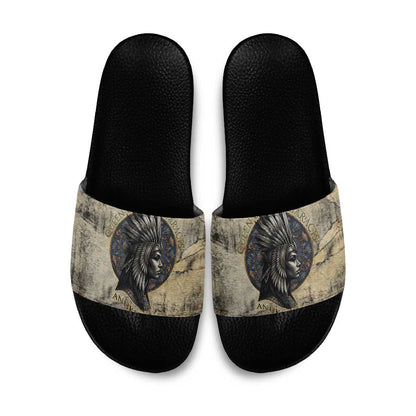 Anuket Slide Sandals Egyptian Queen of the Cataracts Ankh Symbol