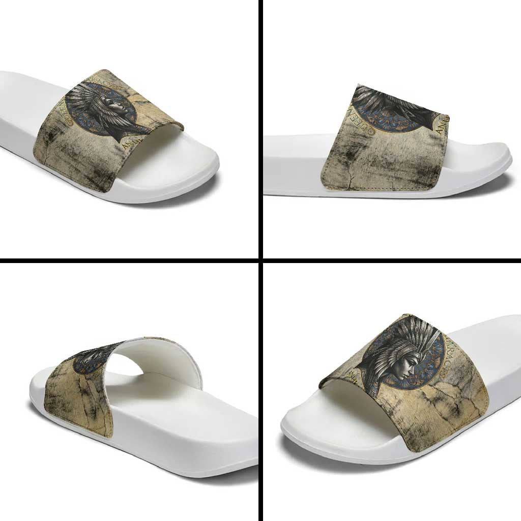 Anuket Slide Sandals Egyptian Queen of the Cataracts Ankh Symbol