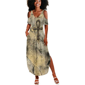 Anuket Summer Maxi Dress Egyptian Queen of the Cataracts Ankh Symbol