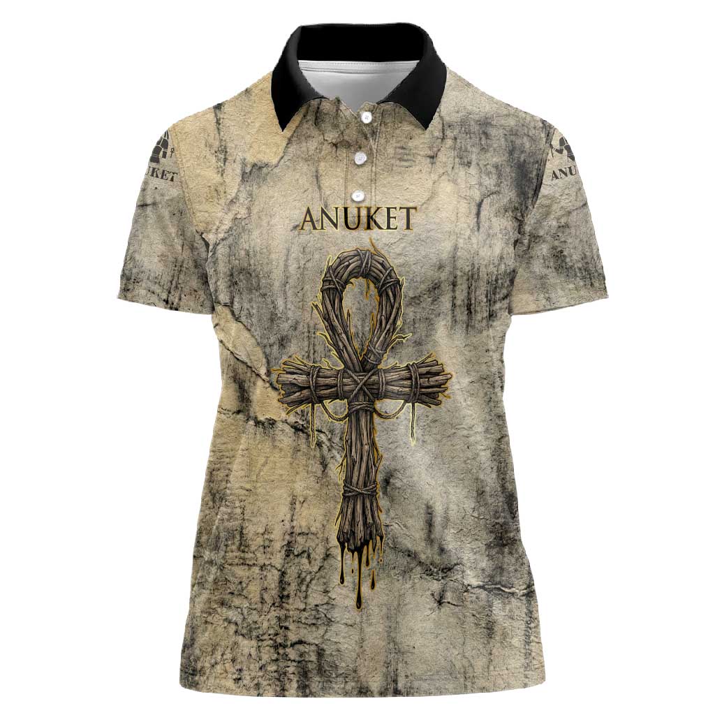 Anuket Women Polo Shirt Egyptian Queen of the Cataracts Ankh Symbol
