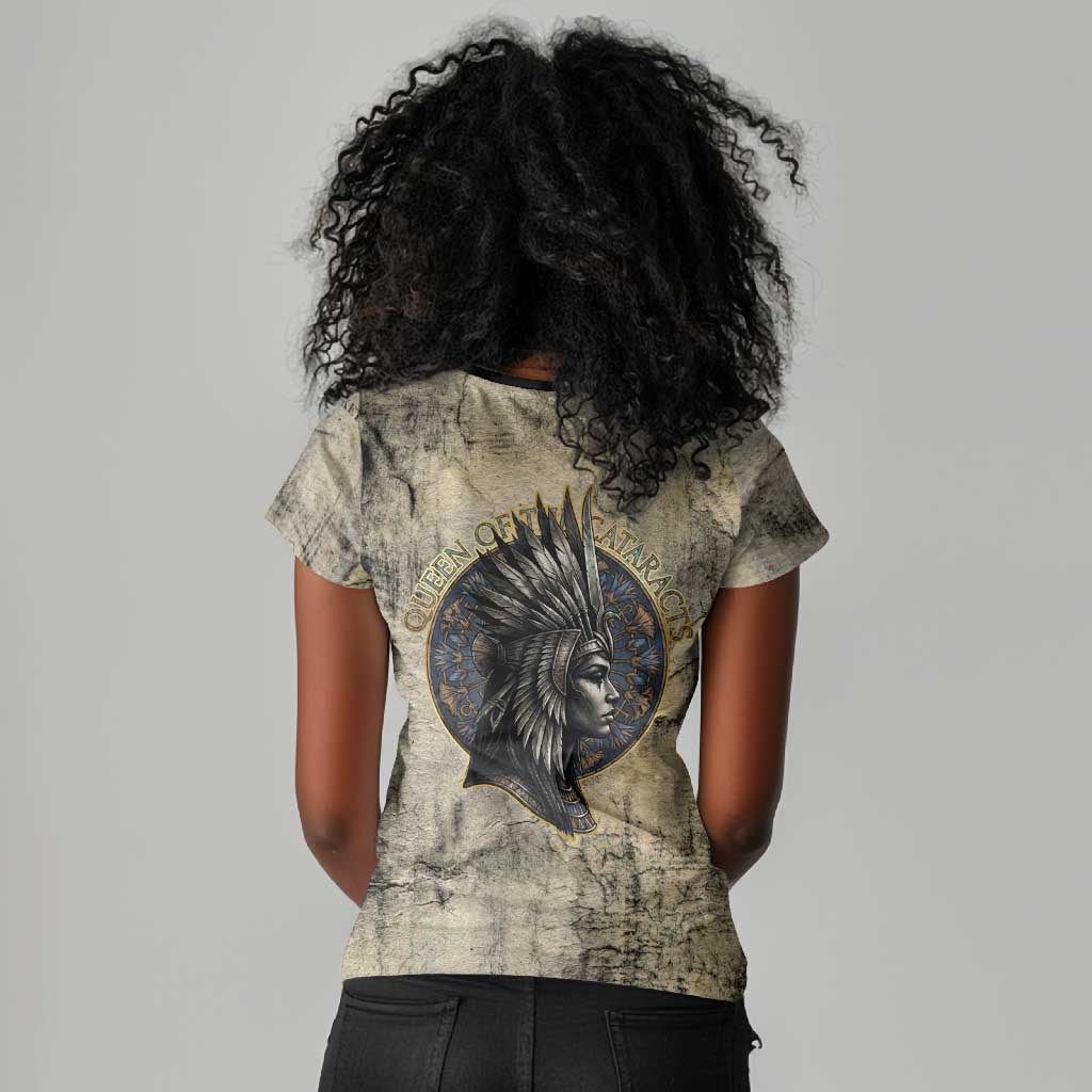 Anuket Women V-Neck T-Shirt Egyptian Queen of the Cataracts Ankh Symbol