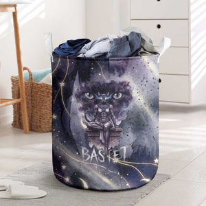 Bastet Egyptian Laundry Basket Cat Goddess Cosmic Protector Moon Magic Night Sky