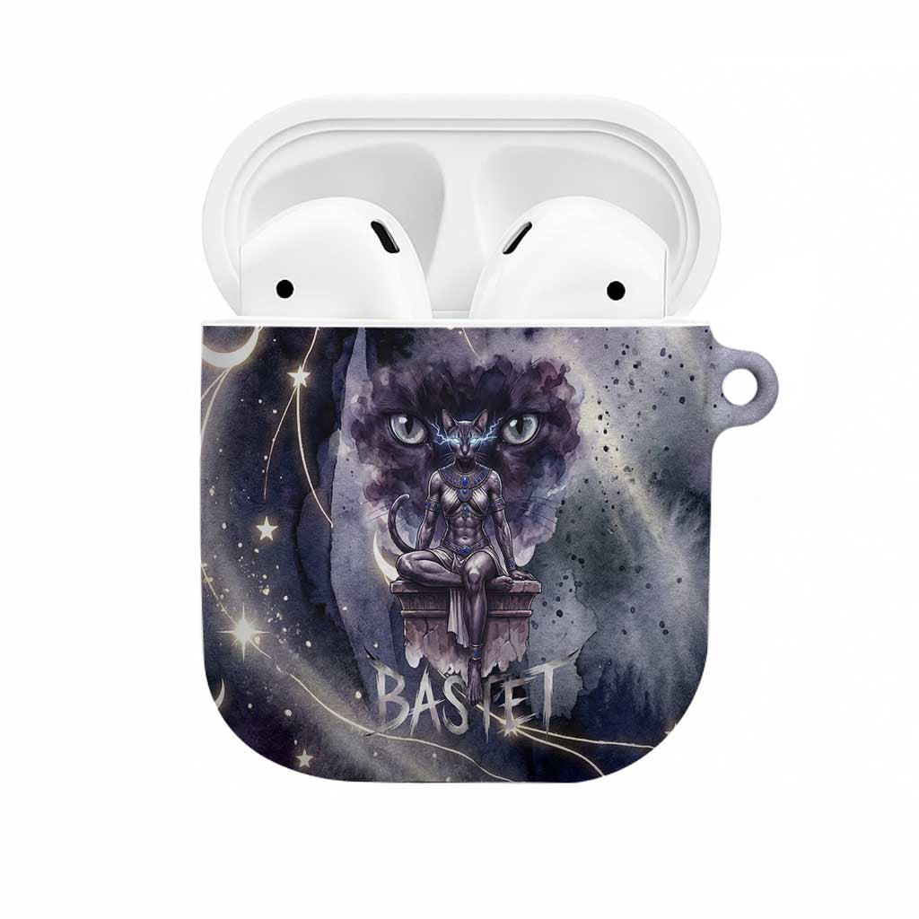Bastet Egyptian AirPods Case Cat Goddess Cosmic Protector Moon Magic Night Sky