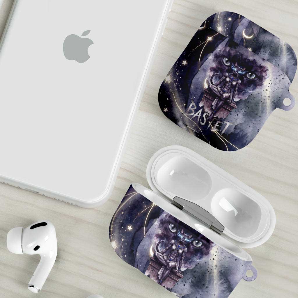 Bastet Egyptian AirPods Case Cat Goddess Cosmic Protector Moon Magic Night Sky