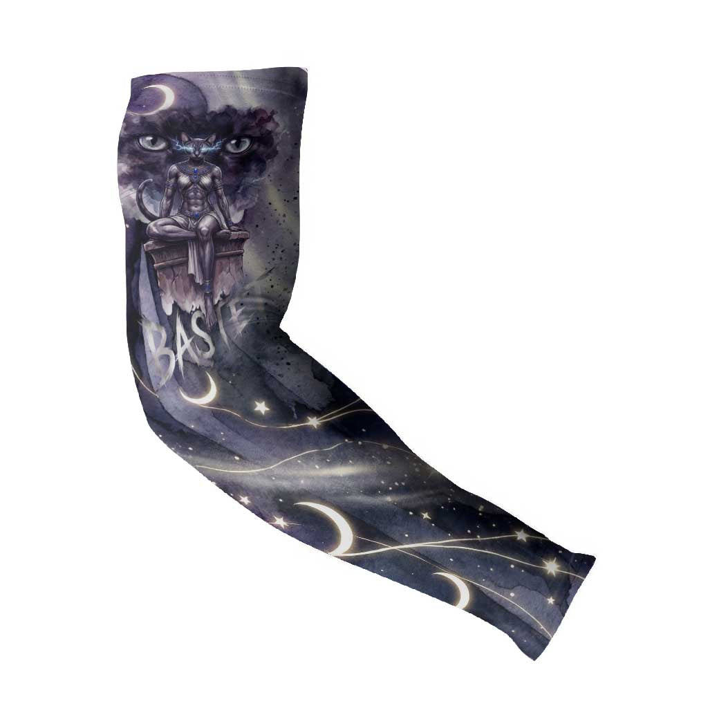 Bastet Egyptian Arm Sleeves Cat Goddess Cosmic Protector Moon Magic Night Sky