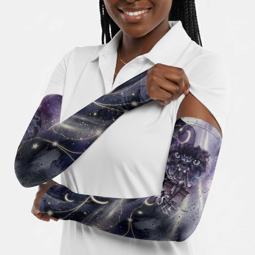 Bastet Egyptian Arm Sleeves Cat Goddess Cosmic Protector Moon Magic Night Sky