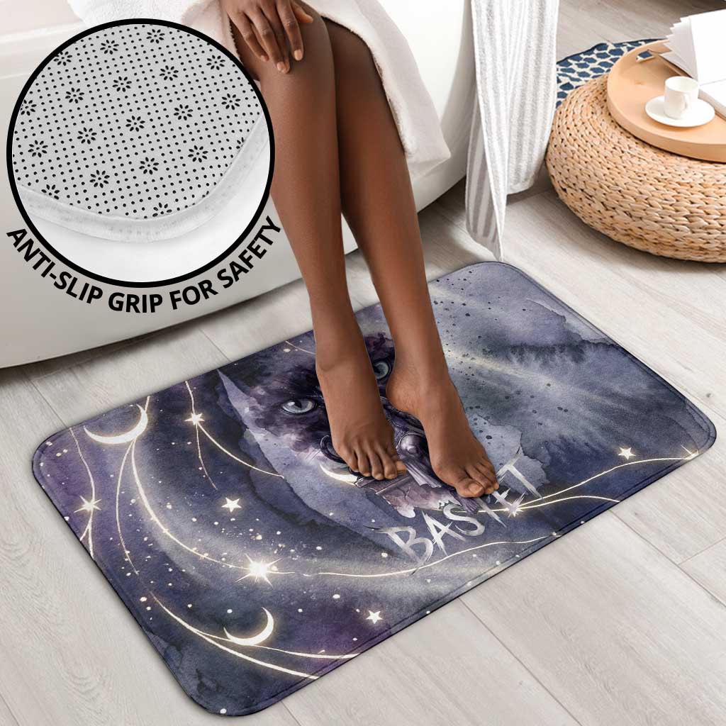 Bastet Egyptian Bathroom Set Cat Goddess Cosmic Protector Moon Magic Night Sky