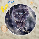 Bastet Egyptian Beach Blanket Cat Goddess Cosmic Protector Moon Magic Night Sky