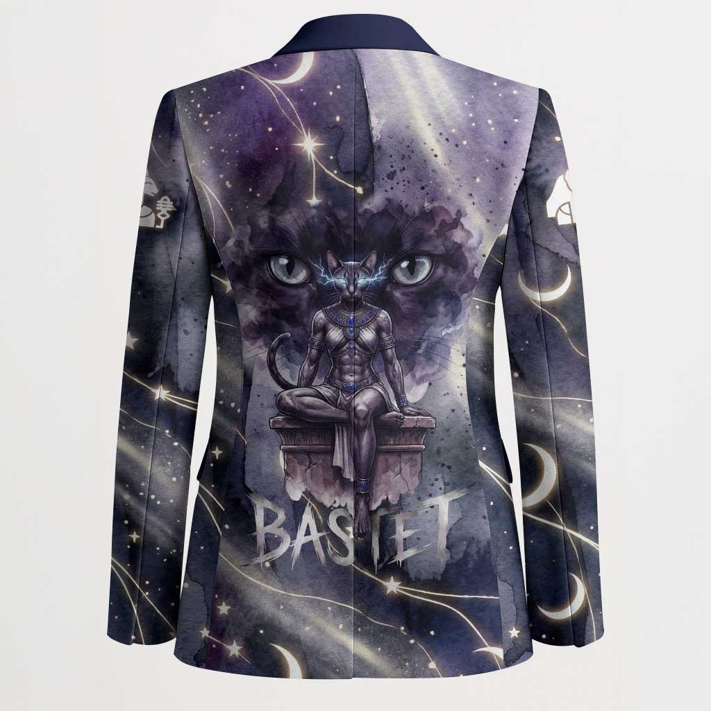 Bastet Egyptian Blazer Cat Goddess Cosmic Protector Moon Magic Night Sky