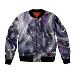 Bastet Egyptian Bomber Jacket Cat Goddess Cosmic Protector Moon Magic Night Sky