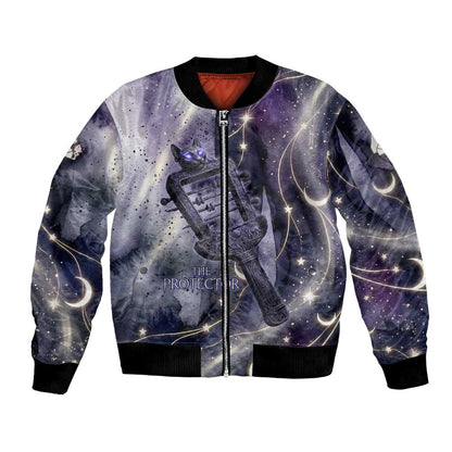 Bastet Egyptian Bomber Jacket Cat Goddess Cosmic Protector Moon Magic Night Sky