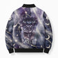 Bastet Egyptian Bomber Puffer Jacket Cat Goddess Cosmic Protector Moon Magic Night Sky