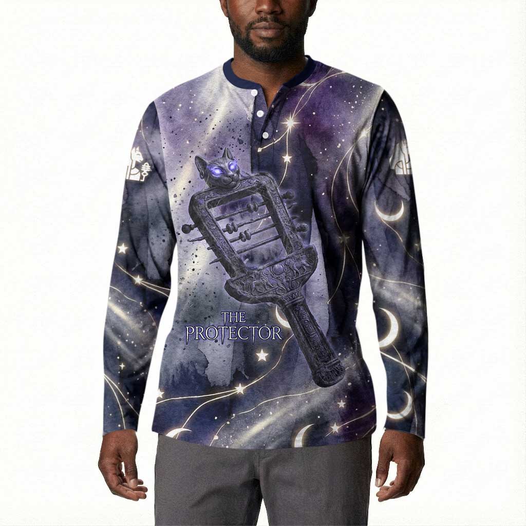 Bastet Egyptian Button Sweatshirt Cat Goddess Cosmic Protector Moon Magic Night Sky
