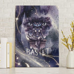 Bastet Egyptian Canvas Wall Art Cat Goddess Cosmic Protector Moon Magic Night Sky