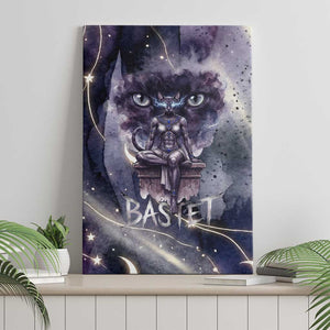 Bastet Egyptian Canvas Wall Art Cat Goddess Cosmic Protector Moon Magic Night Sky