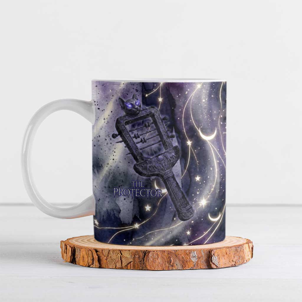 Bastet Egyptian Ceramic Mug Cat Goddess Cosmic Protector Moon Magic Night Sky