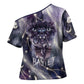 Bastet Egyptian Cross Shoulder Shirt Cat Goddess Cosmic Protector Moon Magic Night Sky