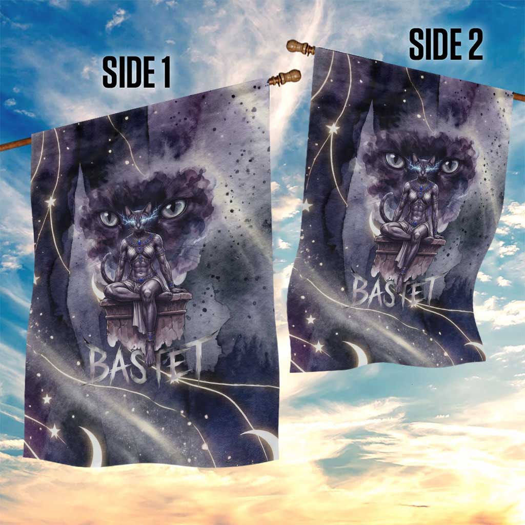 Bastet Egyptian Garden Flag Cat Goddess Cosmic Protector Moon Magic Night Sky