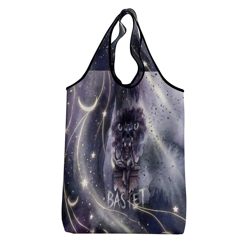 Bastet Egyptian Grocery Bag Cat Goddess Cosmic Protector Moon Magic Night Sky