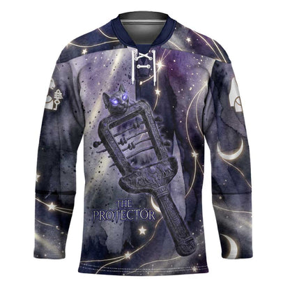 Bastet Egyptian Hockey Jersey Cat Goddess Cosmic Protector Moon Magic Night Sky
