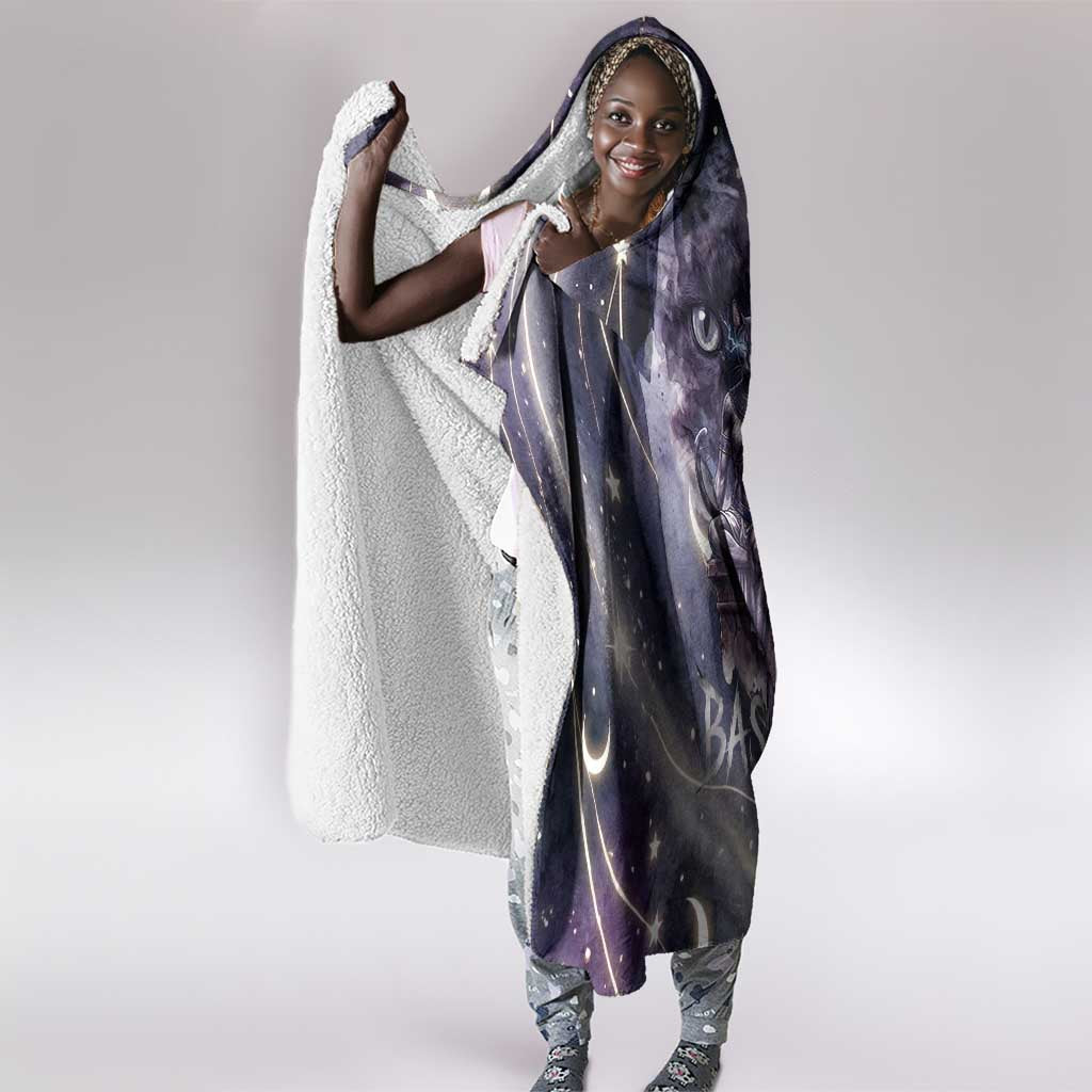Bastet Egyptian Hooded Blanket Cat Goddess Cosmic Protector Moon Magic Night Sky