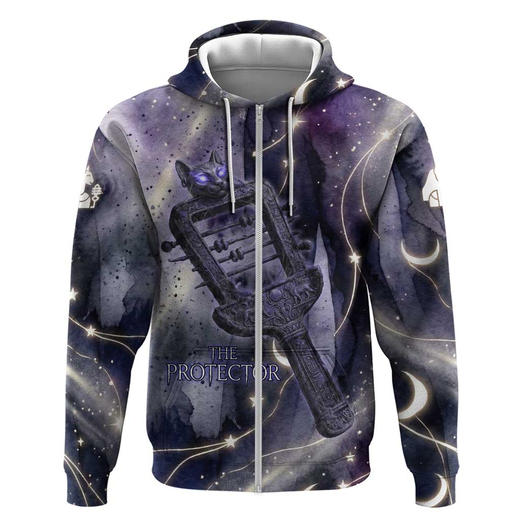 Bastet Egyptian Hoodie Cat Goddess Cosmic Protector Moon Magic Night Sky