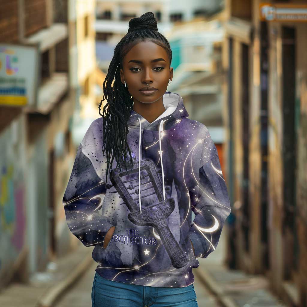 Bastet Egyptian Hoodie Cat Goddess Cosmic Protector Moon Magic Night Sky