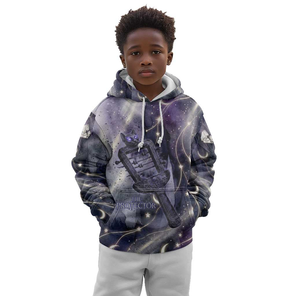 Bastet Egyptian Kid Hoodie Cat Goddess Cosmic Protector Moon Magic Night Sky