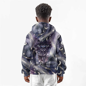 Bastet Egyptian Kid Hoodie Cat Goddess Cosmic Protector Moon Magic Night Sky