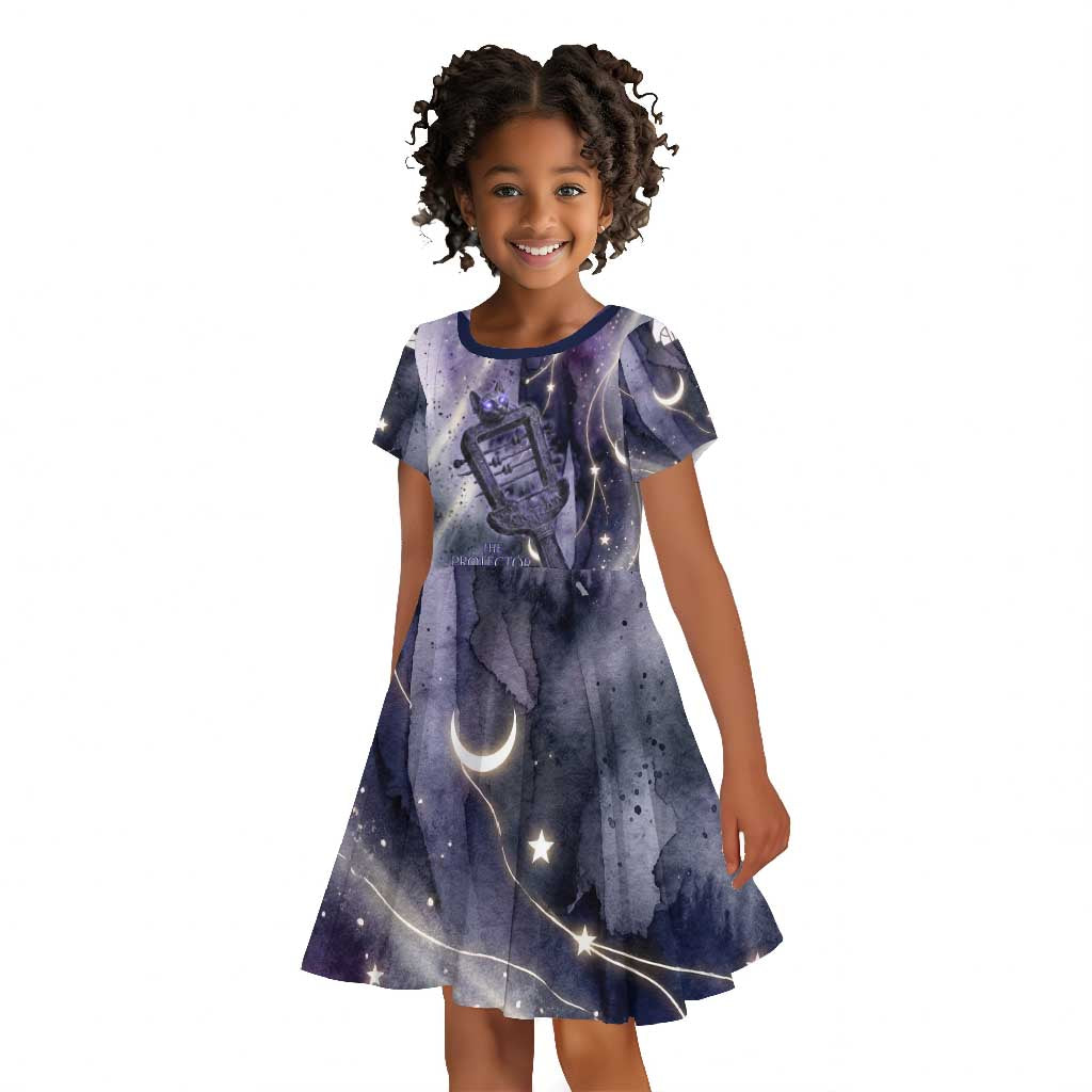 Bastet Egyptian Kid Short Sleeve Dress Cat Goddess Cosmic Protector Moon Magic Night Sky