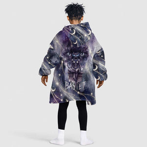 Bastet Egyptian Kid Wearable Blanket Hoodie Cat Goddess Cosmic Protector Moon Magic Night Sky