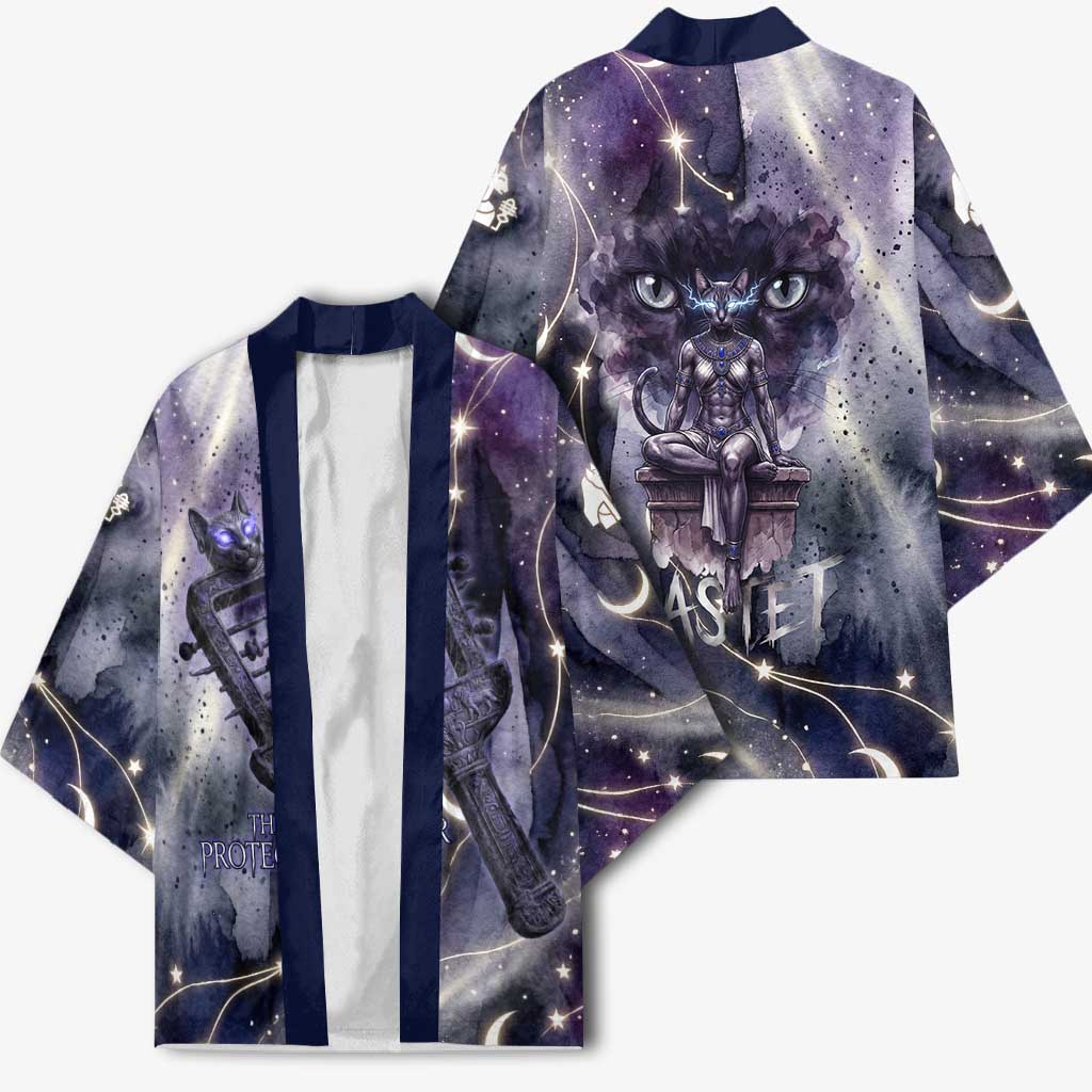 Bastet Egyptian Kimono Cat Goddess Cosmic Protector Moon Magic Night Sky