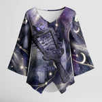 Bastet Egyptian Kimono Sleeve Blouse Cat Goddess Cosmic Protector Moon Magic Night Sky
