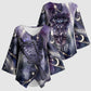 Bastet Egyptian Kimono Sleeve Blouse Cat Goddess Cosmic Protector Moon Magic Night Sky