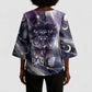 Bastet Egyptian Kimono Sleeve Blouse Cat Goddess Cosmic Protector Moon Magic Night Sky