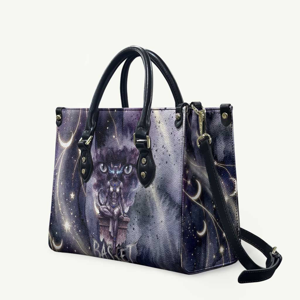 Bastet Egyptian Leather Bag Cat Goddess Cosmic Protector Moon Magic Night Sky