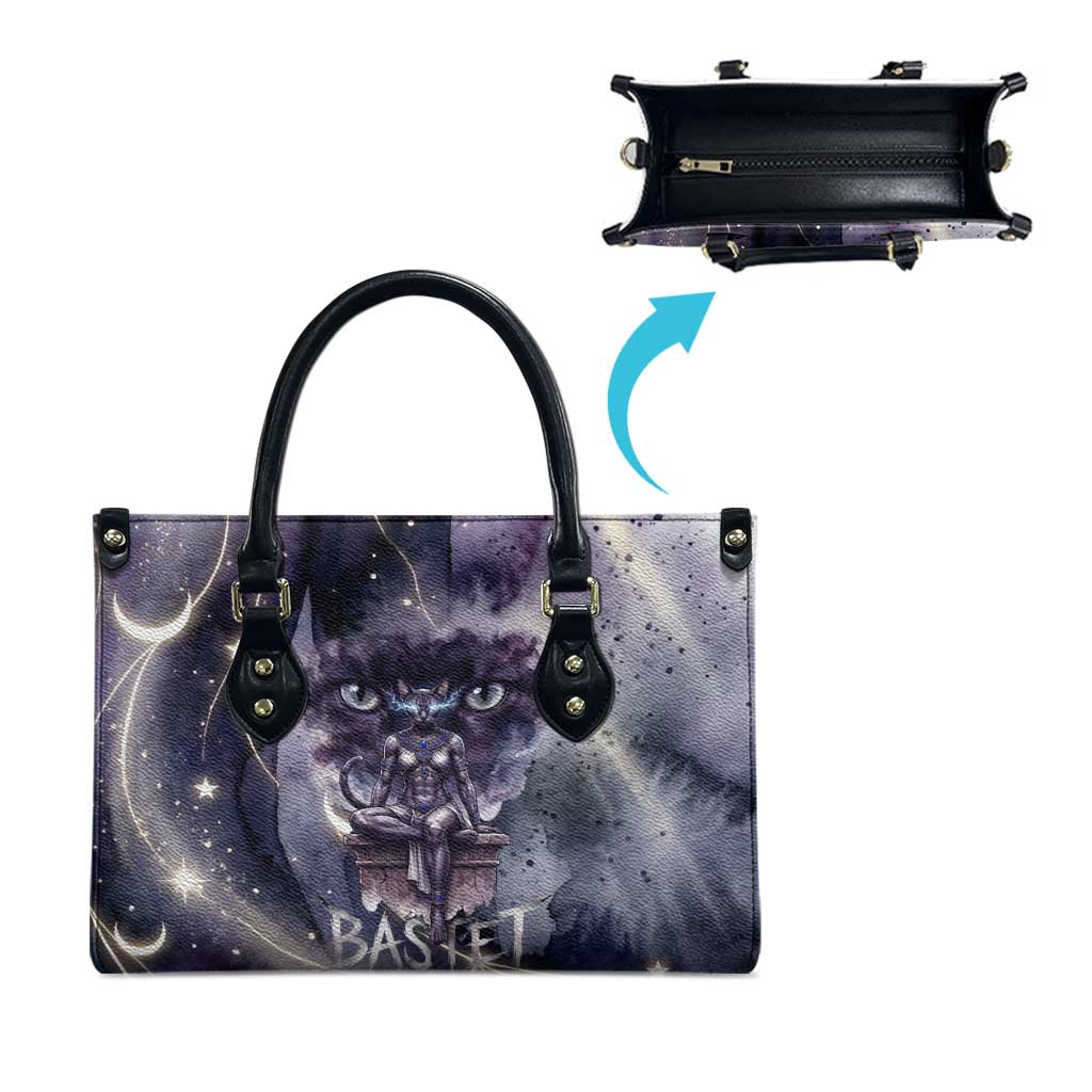 Bastet Egyptian Leather Bag Cat Goddess Cosmic Protector Moon Magic Night Sky