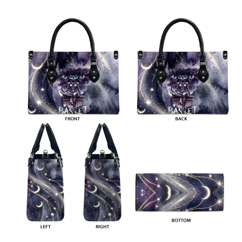 Bastet Egyptian Leather Bag Cat Goddess Cosmic Protector Moon Magic Night Sky