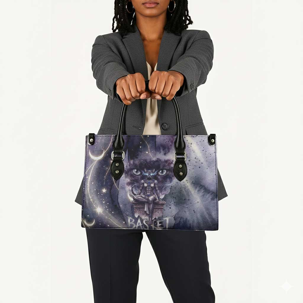 Bastet Egyptian Leather Bag Cat Goddess Cosmic Protector Moon Magic Night Sky