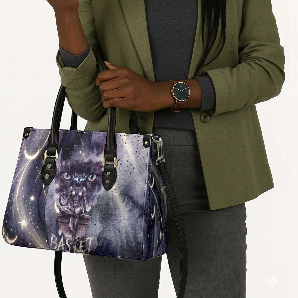 Bastet Egyptian Leather Bag Cat Goddess Cosmic Protector Moon Magic Night Sky