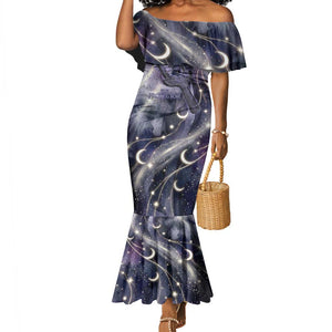 Bastet Egyptian Mermaid Dress Cat Goddess Cosmic Protector Moon Magic Night Sky