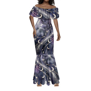 Bastet Egyptian Mermaid Dress Cat Goddess Cosmic Protector Moon Magic Night Sky