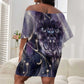 Bastet Egyptian Off Shoulder Short Dress Cat Goddess Cosmic Protector Moon Magic Night Sky